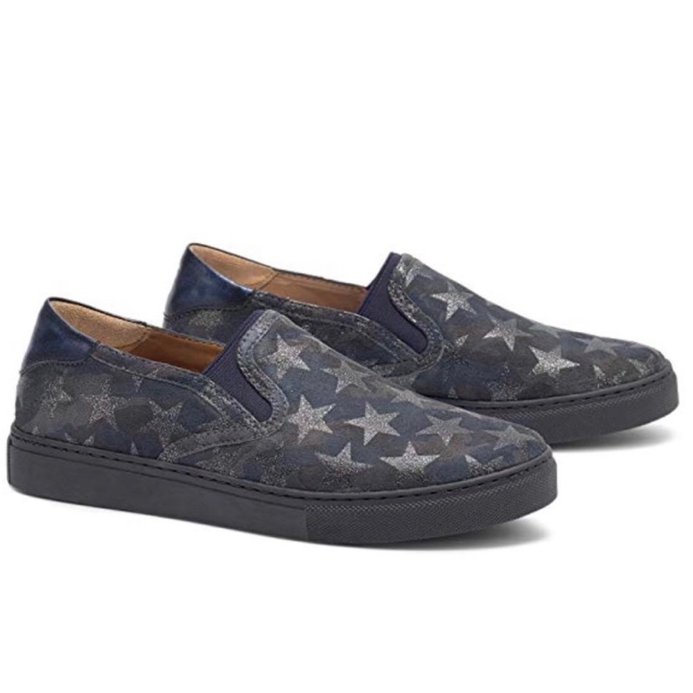 Trask Navy Star Print Suede Met Camo Lillian Slip-On Sneaker Size 7